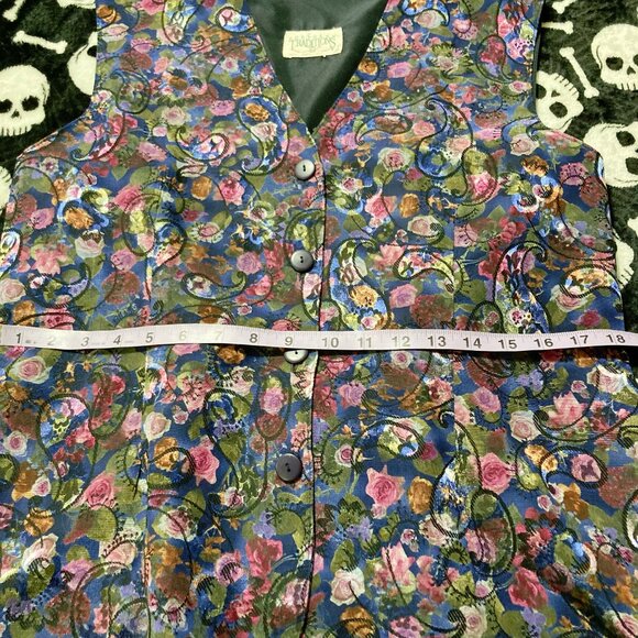 NORTHERN TRADITIONS Vintage floral print tapestry vest ~ LARGE fairycore top - Picture 8 of 10
